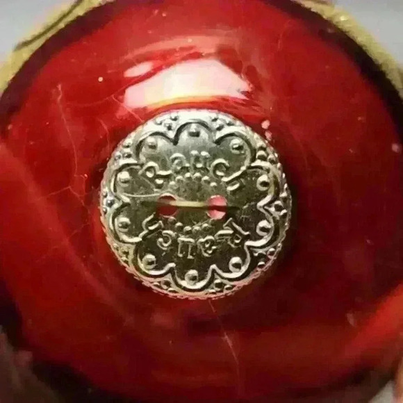 Vintage Rauch Red & Gold Glitter Mercury Glass 2.5" Ball Christmas Ornaments (2) - Picture 5 of 5